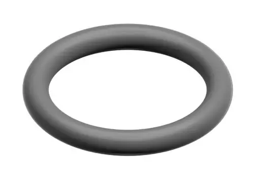 Grauer O-Ring vor weißem Hintergrund, hergestellt von Bosch. Das Produkt hat eine runde Form mit einem glatten Durchmesser.
